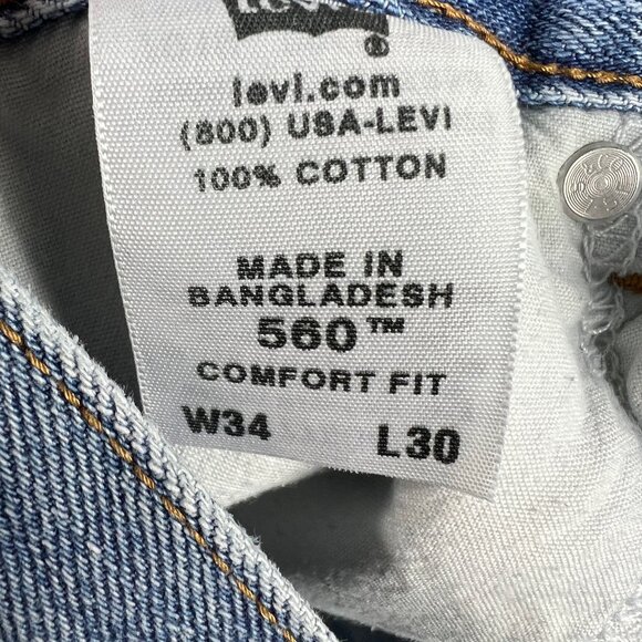 Y2K Levi's Jeans Mens 34x28* 560 Loose Tapered Blue Faded Cotton Denim Tag 34x30 - Picture 7 of 16